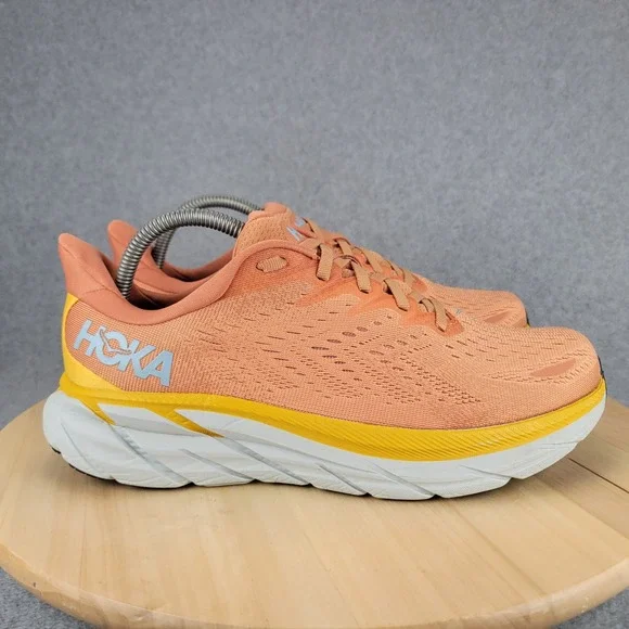 Hoka One One Clifton 8 Womens 9.5 Wide Running Shoes Orange 1121375 Summer Song - Picture 4 of 10